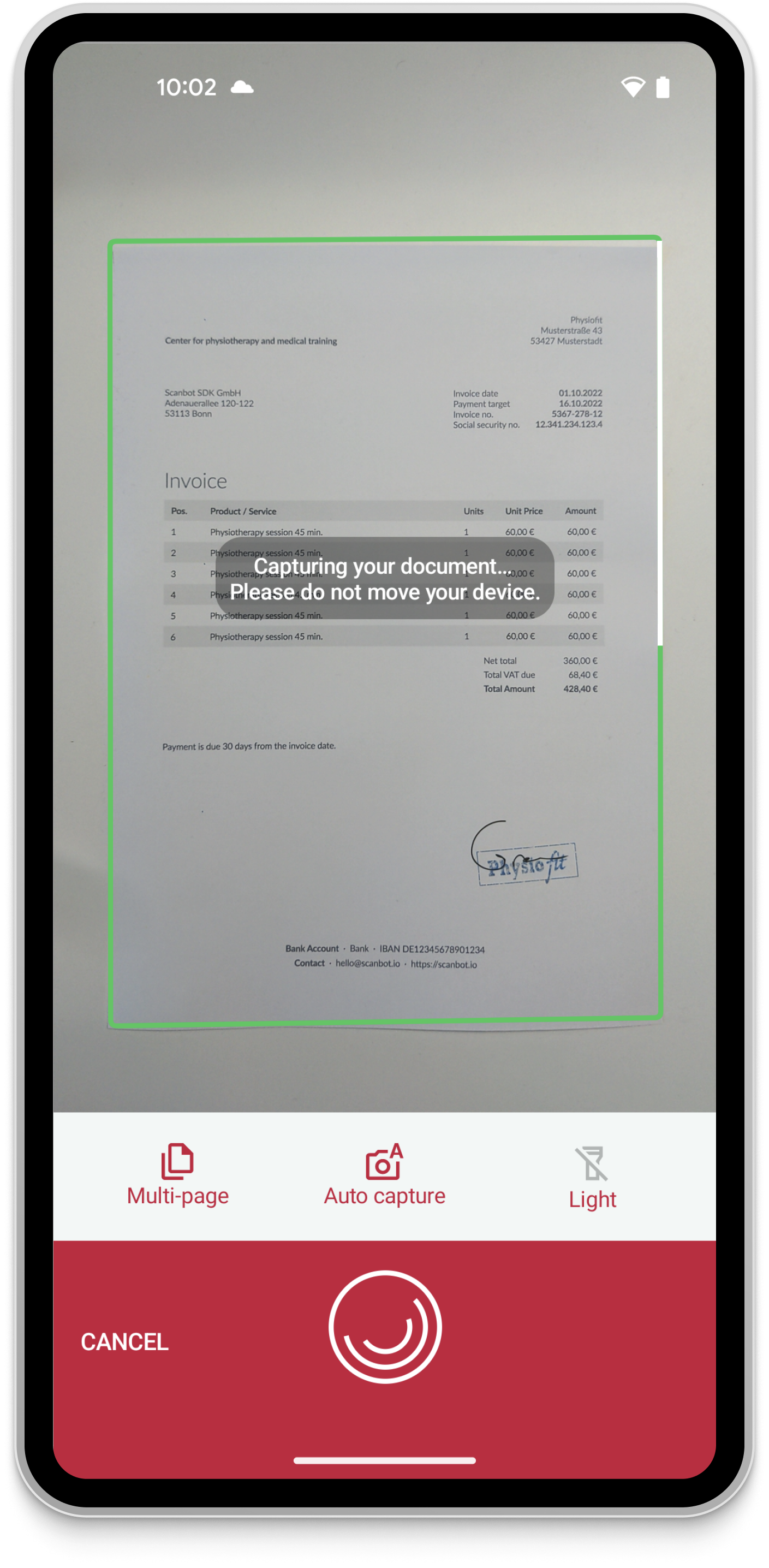 screenshot of Scanbot Document Scanner SDK